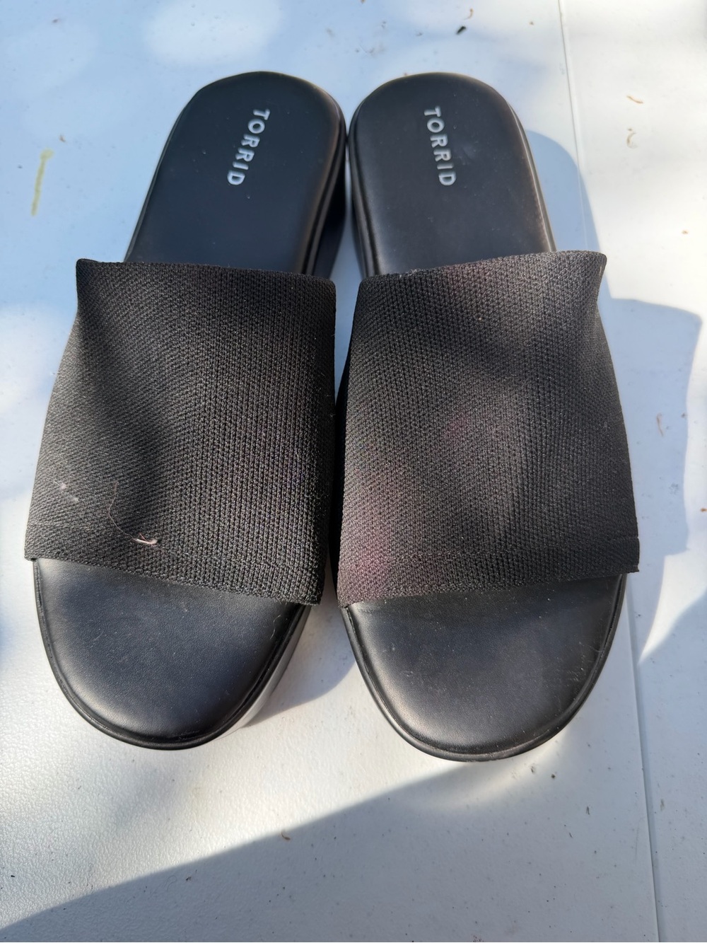 torrid Black Slide Sandals with Wide Woven Strap NWOT Size 11.5/12